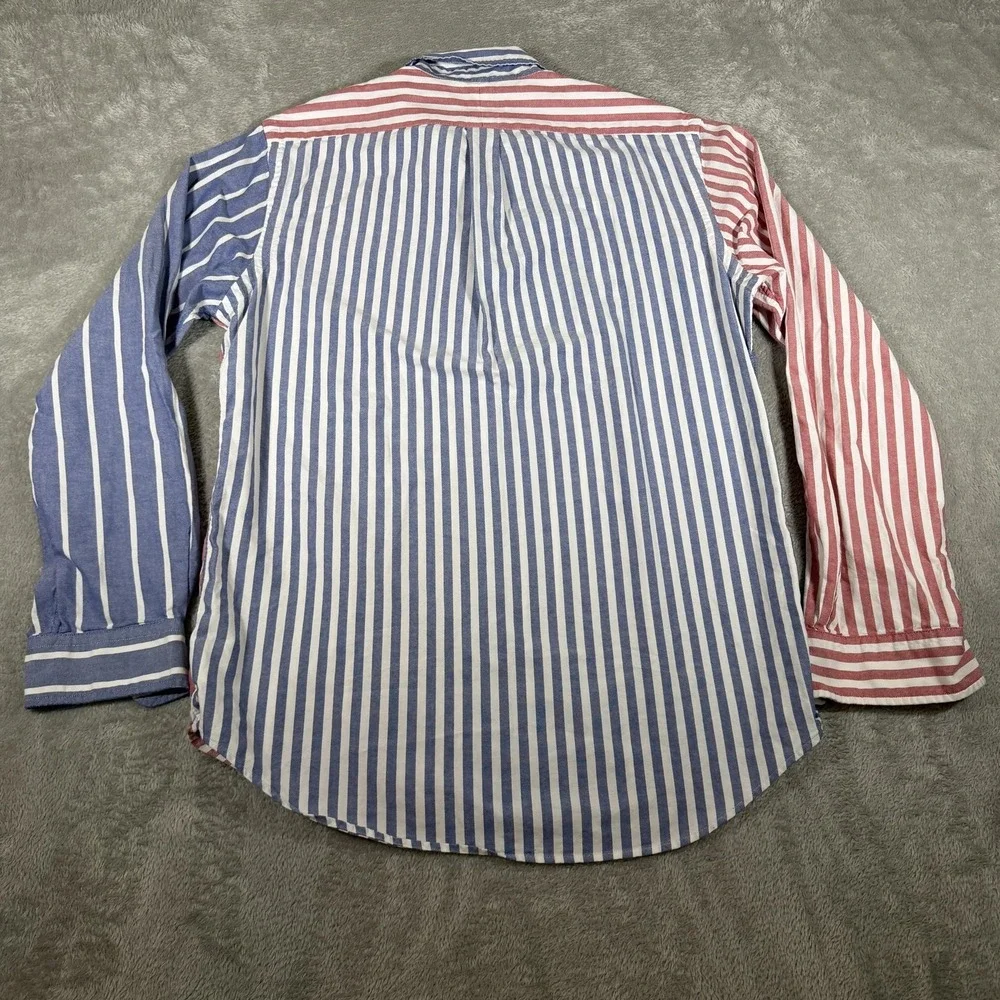Polo Ralph Lauren‎ Shirt Mens Medium Red Blue Stripe Long Sleeve Button Down